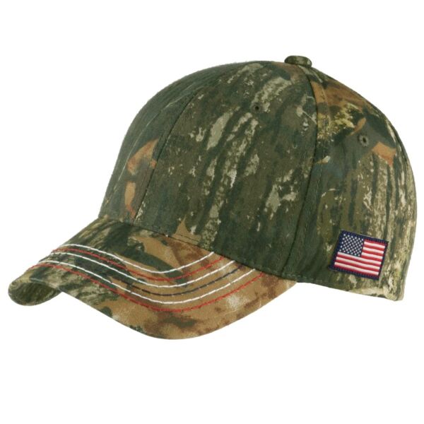 Americana Contrast Stitch Camouflage Cap Thumbnail