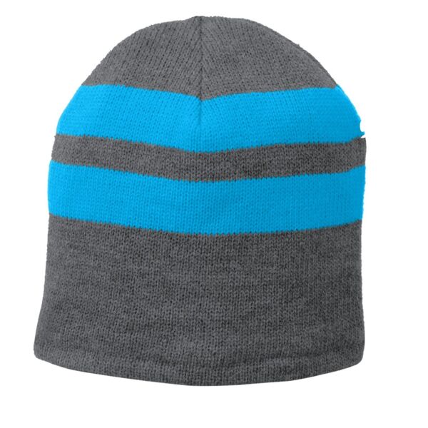 Fleece Lined Striped Beanie Cap Thumbnail